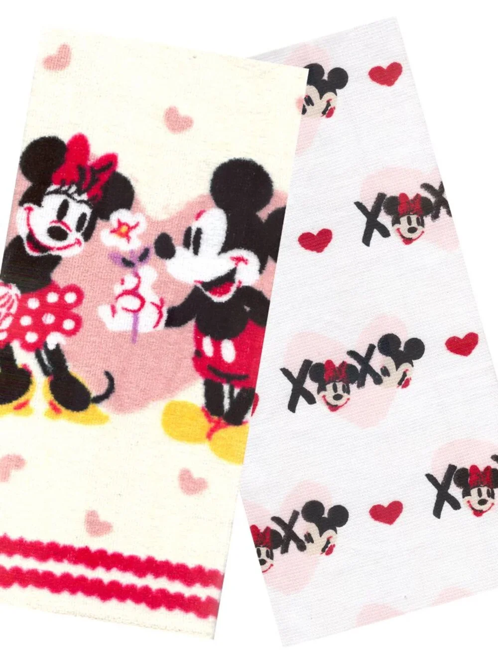 Disney Mickey Minnie Valentine Kitchen Towels 2 Pack XOXO Hearts 15x26